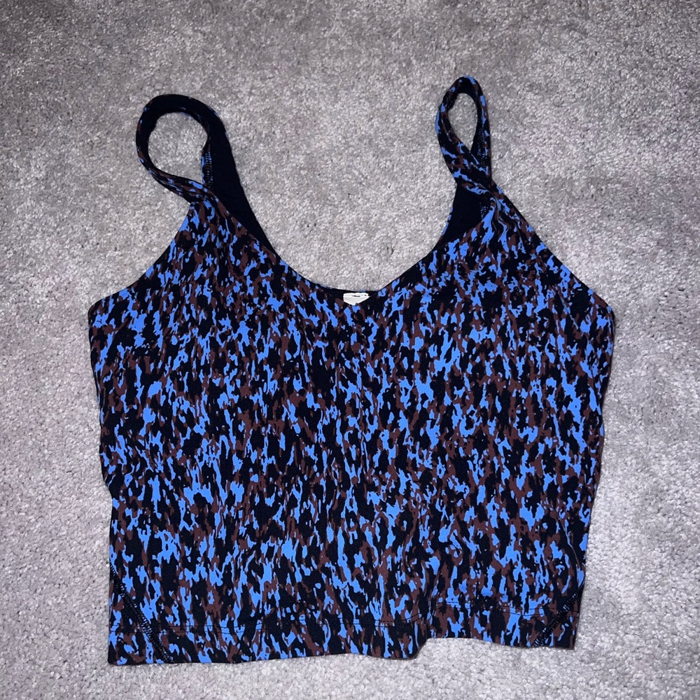 Blue and Brown Patterned Women's Top